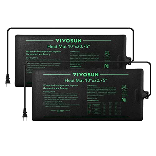 VIVOSUN 2 Pack Durable Waterproof Seedling Heat Mat 10" x 20.75" | UL & MET-Certified Warm Hydroponic Heating Pad for Germination, Indoor Gardening, Greenhouse - size: 10" x 20.75" - 2pack