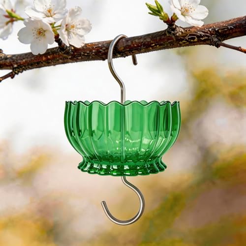 9oz Plastic Ant Moat for Hummingbird Feeder, Green Daisy Insect Guard | Stainless Hooks, Floral Buffer, Transparent Nectar Protector, Water Barrier Blocking Bugs, 9 Ounce/270ml Capacity - color: Green, size: 1PC/Pack