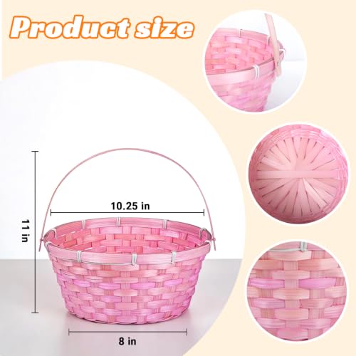 3 Pcs Large Woven Picnic Basket Bamboo Chip Woven Basket Summer Party Favor for Wedding Baby Shower Birthday Fruit Flower Decorative Storage Basket