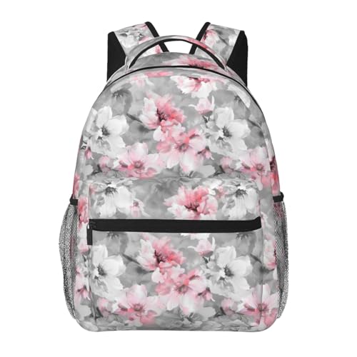 Watercolor Blossom Casual Backpack, Lightweight Laptop Bag Daypack, Pink Flower Backpacks for Women Men Teens Students, Elegant Floral Polyester Bookbag Gifts for School Work Travel Hiking - color: Blossom