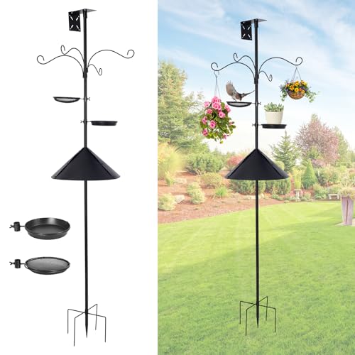 78 Inch Heavy Duty Bird Feeder Pole with Anti-Squirrel Baffle-Compact for Gardens & Patios, Outdoor Bird Feeding Station