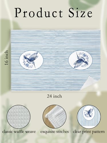 Blue and White Chinoiserie Hummingbird Kitchen Towels Set of 2, Hummingbird Gifts Hand Towels for Bathroom Kitchen, Grandmillennial Spring Bird Decorative Dish Tea Towel Dishcloth662 - color: Hcolor013