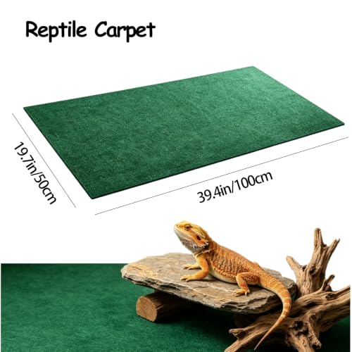 Hamiledyi Reptile Carpet 39 x 20 Inch Terrarium Bedding Substrate Liner Reptile Mat Tank Accessories for Bearded Dragon Lizard Tortoise Leopard Gecko Snake