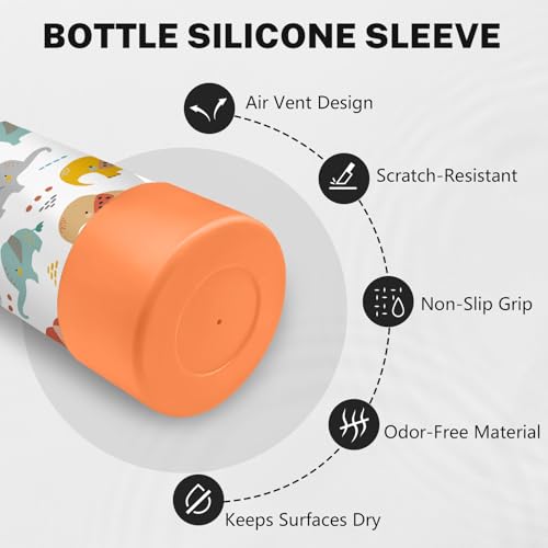 Elephant 18oz Water Bottle, with 2 Lids Handle, Insulated Sport Cup | 18oz Stainless Steel Tumbler, Reusable Leak proof Anti Slip Boot Mug, Christmas Birthday Gift for Elephant Lover Son - color: Elephant