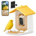 Smart Bird Feeder with Camera Solar Powered, 2K HD Live Video Bird Watching for Outside Garden, AI Identify 11000+ Species by Subscription, Instant Arrival Alerts, Gift for BirdLovers
