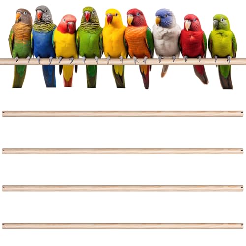 Sintuff 8 Pcs Bird Perches for Cage Accessories, Wooden Perch Rods Replacement with Double Head Slots, 0.6 Inch Diameter Natural Wood Stand for Parrot Macaw Cockatoo Parakeet (24 Inches) - size: 24 Inches