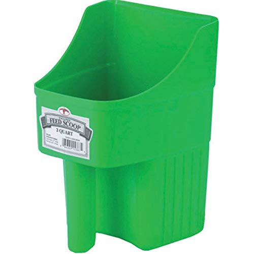 Little Giant® Plastic Enclosed Feed Scoop | Heavy Duty Durable Stackable Feed Scoop with Measure Marks | 3 Quart | Ranchers, Homesteaders and Livestock Farmers | Lime Green - color: Lime Green