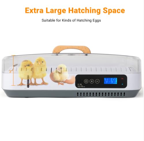 35 Egg Incubator with Automatic Egg Turning, Digital Temperature and Humidity Control, Water Alarm for Hatching Chickens, Ducks, Geese, Birds, Quail