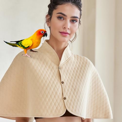 Parrot Anti-Scratch Shoulder Protector - Reusable Bird Diaper & Soft Bird Cape for Macaws, Cockatiels, Conures, Parakeets, Lovebirds and Finches - Pet Shoulder Guard (Beige, Large) - color: Beige