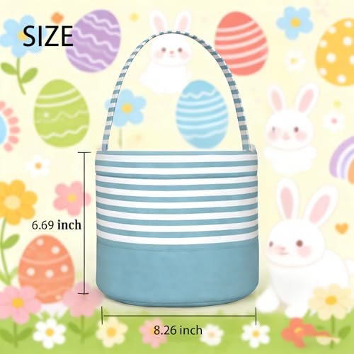Easter Basket for Kid Boy Girl,Easter Egg Hunt Buckets,Personalized Canvas Tote Bags Easter Party Gifts for Easter Halloween - color: AB-Blue