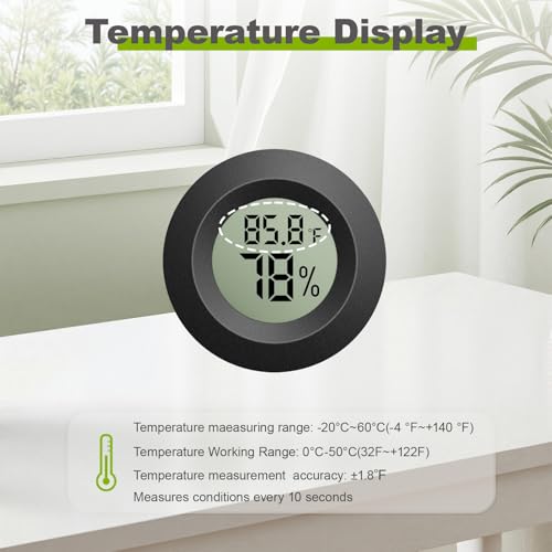 4-Pack Mini Hygrometer Thermometer, Digital LCD Humidity Meter Indoor/Outdoor Temperature Humidity Monitor, Reptile Thermometer Fahrenheit(℉)/Celsius(℃) for Incubators, Greenhouse Garden, Cellar, Jars
