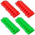 4 Pcs Plastic Flip Top Quail Feeder, Red, Green | Small Plastic Chicken Feeder, Quail Pigeon Duckling Drinker, No Mess No Waste, Multihole Birds Feeding Dish Dispense