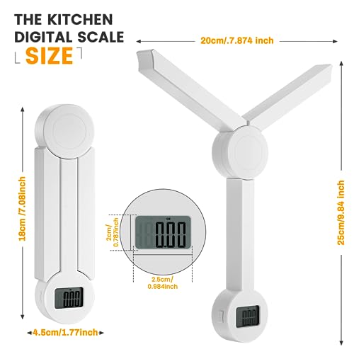 Folding Food Scale,Digital Kitchen Scale,Highly Accurate Compact Small Scale with LCD Display,Portable Food Scale Multiple Units Supported, Travel Scale for Measuring Intake of Healthy