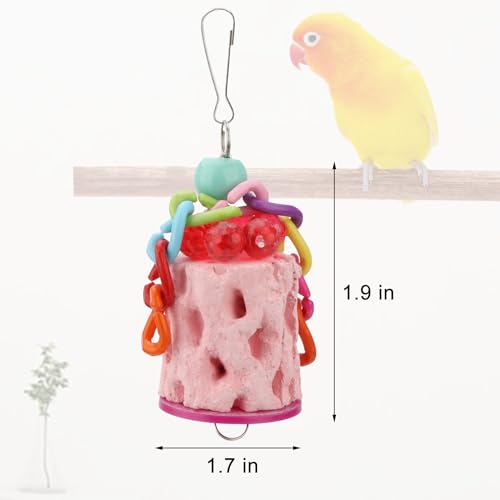 Hypeety Bird Beak Grinding Stone Cage Calcium Mineral Paw Grinding Block | Natural calcium stone, provides calcium and beak care, durable chew-proof, easy-hanging, for parrot/chinchilla/hamster, pink - color: Grinding Stone Pink