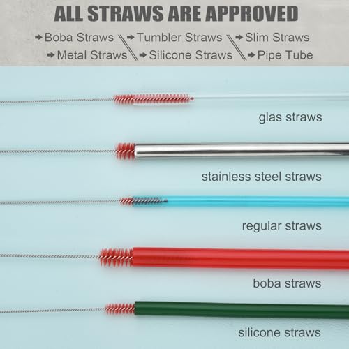 ALINK 8-Pack Red Bottle Brush Cleaner Set - Long Cleaning Brush for Narrow Neck Wine/Beer Bottles, Thermos, Hummingbird Feeder, Spout, Lids and Straws - color: Red