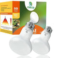 Reptile Heat Lamp Bulbs, 2 Pack 50W Simulate Natural Sunlight Heat Light Bulb, Amphibian Terrarium Basking Spot Lamp for Reptile, Bearded Dragon, Lizard, Turtle, Snake - color: Basking Bulb, size: Basking (2*50)