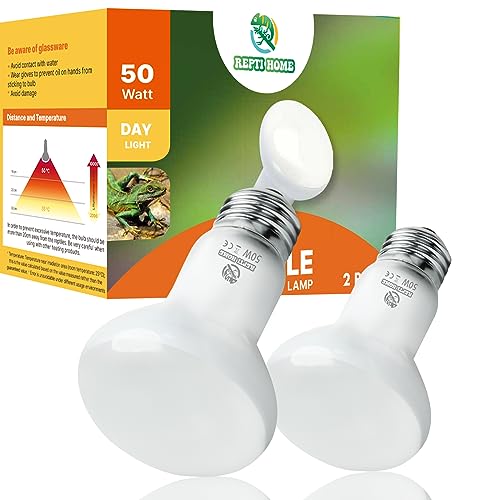 Reptile Heat Lamp Bulbs, 2 Pack 50W Simulate Natural Sunlight Heat Light Bulb, Amphibian Terrarium Basking Spot Lamp for Reptile, Bearded Dragon, Lizard, Turtle, Snake - color: Basking Bulb, size: Basking (2*50)