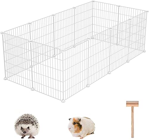 C&AHOME Pet Playpen, Small Animals Supplies, 12 Panels, 12" × 15", White | Exercise Playpens Cage, C Grids Portable Yard Fence Indoor, Guinea Pigs, Puppy Pet Products, DIY Metal - color: White, style: 12 Panels