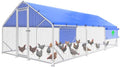 Sino Luban Large Metal Chicken Coop Run with Galvanized Hardware Cloth for 30 Chickens/Ducks, Chicken Runs for Yard with Waterproof Cover, Chicken Enclosure Pen Outdoor, Walk-in Poultry Cage