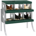 PawHut Chicken Nesting Boxes 6 Compartment for Hens Ducks, Silver | Two-Tier Egg Laying Boxes, Vented Holes, Easy Egg Collection, Metal Nesting Boxes for Chickens - size: 34.1"L x 18.9"W x 34.1"H, style: Roll Away