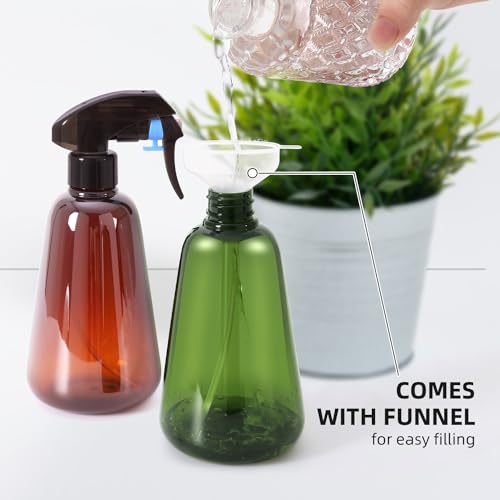 Spray Bottle for Plants 2 Pack, 16oz - Ultra Fine Mist, Plant Mister Indoor | Empty Spray Bottles, Leak Proof Misting Water Sprayer for Gardening, Planting, Hair, Cleaning Solutions - Funnel Included - color: Green & Brown
