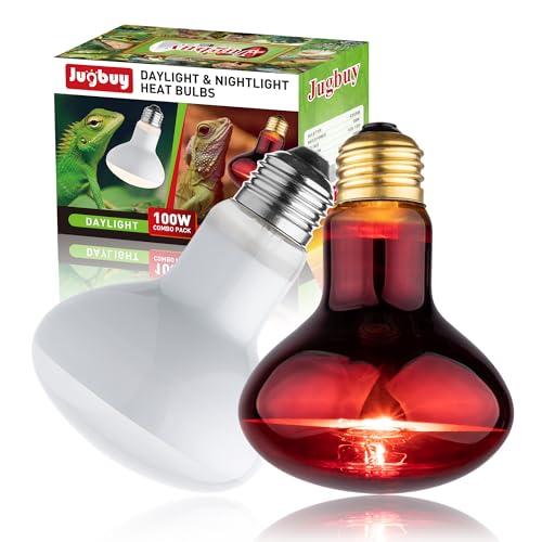 Heat lamp Bulbs Day & Night Combo, 100 Watt UVA Daylight Basking Spot Light and Red Infrared Heating Light for Bearded Dragon, Turtle, Lizard, Snake, Tortoise, Chameleon, Amphibians - 2 Pack - size: Red + White