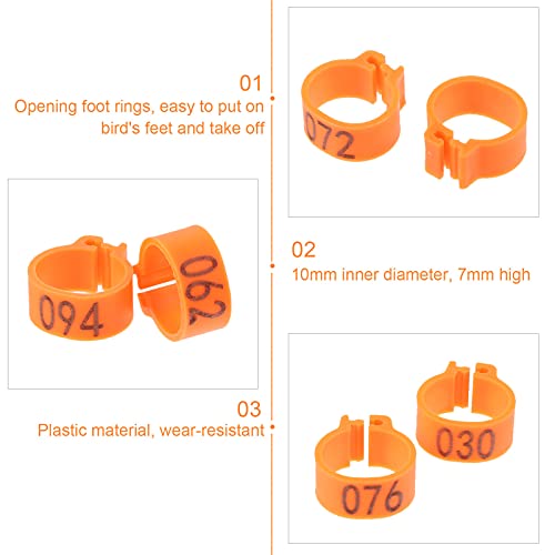 Numbered Pigeon Foot Rings 100 Bird Leg Bands for Chickens Doves Quail Small Poultry Easy Clip-on Identification Tags for Farm and Backyard