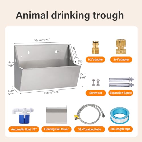 PAUQEWIE 2Gal Automatic Dog Water Bowl Dispenser Auto Fill Dog Waterer | Outdoor Livestock Water Trough for Large Breed Dog Chicken Horse, Sturdy Material, Easy To Install, Controlled by Float Valve