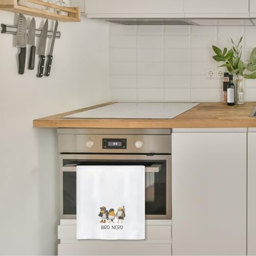 Chicimln Funny Bird Kitchen Towels, Gifts for Birds Lovers Watchers Decorative Hand Towels for Bathroom, Bird Nerd Dish Tea Towel Drying Cloth for Kitchen Decor, 16x24 Inch - color: White