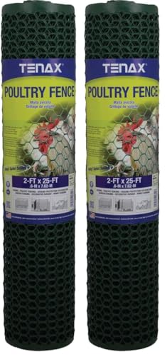 Tenax 72120942 Plastic Poultry Fence, Green (Pack of 2) - color: Green, size: 2-ft x 25-ft (Pack of 2)