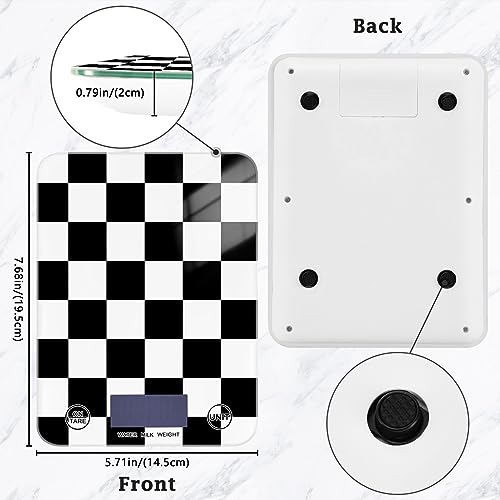 Food Scale Kitchen Scale Food Scales Digital Weight Grams and Ounces Small Electronic Food Scale for Baking Cooking Checkered Black White - color: Checkered Black White