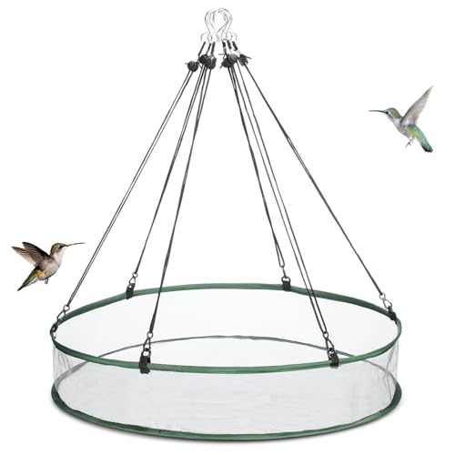 FoldTier 1 Pieces Universal Wild Bird Seed Catcher Hanging Hoop Platform Bird Seed Catcher Tray for Hummingbird Feeders Bee Feeder Outdoor Garden Accessories (24 Inch) - size: 24 Inch