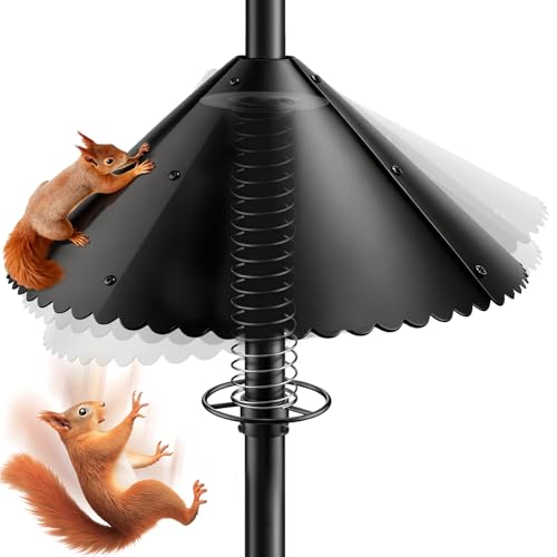 Upgrade Metal Squirrel Baffle for Bird Feeder Round Pole, for 0.5-1.2" Pole | 18 Inch Wide Heavy-Duty, Weatherproof & Chew-Proof Squirrel Deterrent, Bird House Guard for Outdoor
