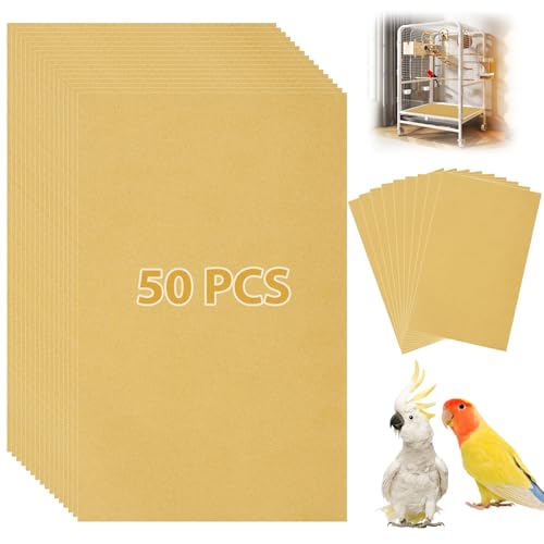 50 PCS Gravel Liner Paper for Bird Cage 10 x 16 Inch Bird Cage Paper Liners Birdcage Cage Liner for Birdcage Parrots Cockatiels - size: 10X16INCH
