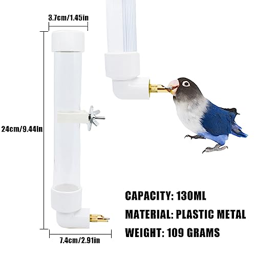 Automatic Parrot Water Dispenser - 130ML Bird Water Bottle with Cleaning Brush, Cage Accessories Drinker Bowl Fountain for Parakeet, Cockatiel, Lovebirds
