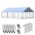 Outdoor Metal Chicken Coop, Metal Chicken Coop with Run,Walk-in Poultry Cage Spire-Shaped Chicken Run Small Animal Pens with Waterproof and Anti-UV Cover for Outside,Backyard and Farm,19.6'x9.8'x6.4' - size: 235.0"L x 118.0"W x 76.8"H