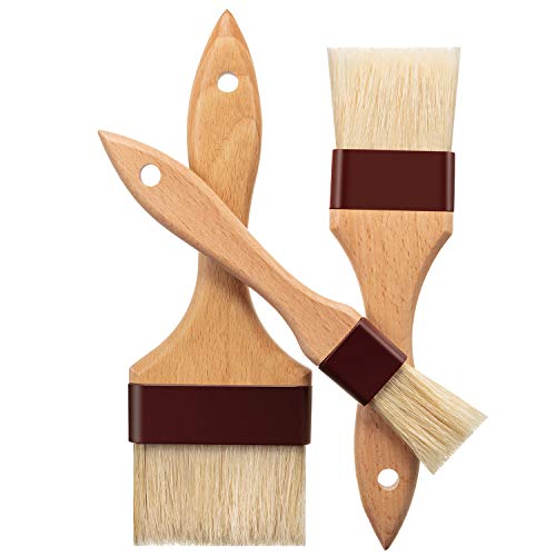Boao 4 Pcs Pastry Brush, Natural Bristle Basting Brush for Cooking and Baking, BBQ Brushes for Butter, Baster, Oil, Egg, Sauce, Turkey, Grilling, Marinade and Kitchen Food(1, 2, 3 Inch) - size: 1, 2, 3 Inch