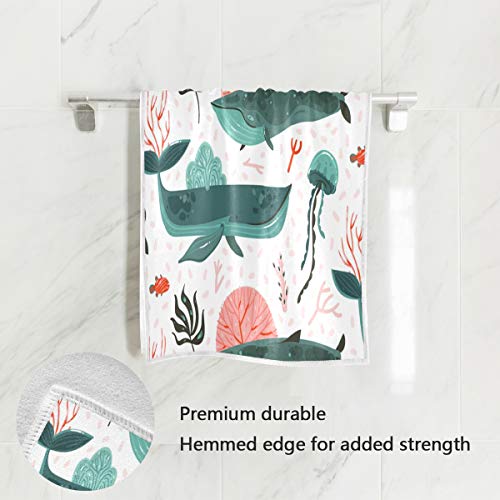 senya Colorful Whales Hand Towel Ultra Soft Luxury Towels for Bathroom 30"x15" - color: Multi 1