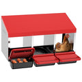 ZenxyHoC Chicken Nesting Box Red 3 Compartments | Metal Egg Laying Box with Rollout Egg Collection & Swing Perch for Backyard Chicken - size: 3 Compartments