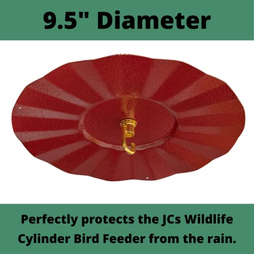 Metal Rain/Weather Guard - Perfect for Outdoor Bird Feeders, Seed Cylinders, Hummingbird Feeders, Cylinder Feeders and More Against Water, Sun, and Overhead Messes Rust Proof, - color: Red, size: 9.5 Inches