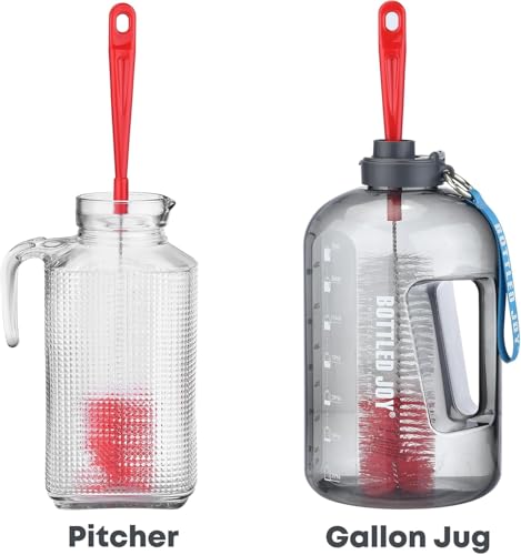 ALINK 8-Pack Red Bottle Brush Cleaner Set - Long Cleaning Brush for Narrow Neck Wine/Beer Bottles, Thermos, Hummingbird Feeder, Spout, Lids and Straws - color: Red