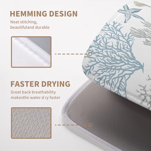 Summer Dish Drying Mat 16×18 Inch Coastal Nautical Kitchen Drying Mats Blue Gray Ocean Microfiber Dish Pad Heat Resistant Absorbent Dish Rack Mat for Home Kitchen Counter Decor - color: Coastal Dish Drying Mats-A3-1, size: 16" x 18"