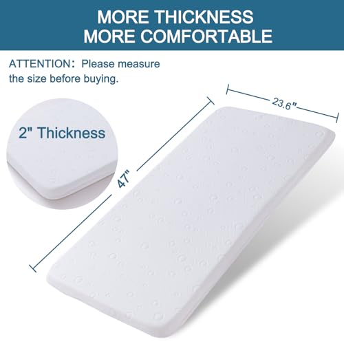 Baby Bassinet Mattress Pad, 47" x 23.6" x 2" Dual Sided Gel Memory Foam Mattress with Breathable Removable Soft Cover Fit for ADOVEL/BabyBond/ELEMARA Bassinet Bedside Crib - size: Rectangle 47" x 23.6" x 2"