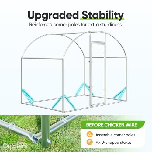 Quictent Essential Series 6.6x9ft Metal Chicken Coop Run w/Climbing Ladder | Walk-in Outdoor Poultry Cage with PVC Coated Chicken Wire, Hen Duck Rabbit Farm House, Waterproof Anti-UV Cover - size: 6.6x9ft