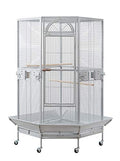 Corner Bird Cage for Cockatiel Parakeet Black and White (White Vein)