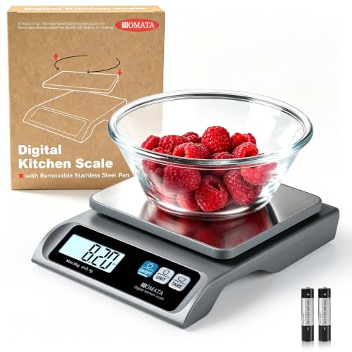BOMATA 0.1g High Precision Digital Kitchen Food Scale, 13lb Gram Scale | Removable Pan, Stainless Steel Pan, Backlit LCD Display, Digital Scale for Cooking, Baking B621 Grey - color: Grey Non-rechargeable