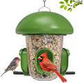 LONA Bird Feeders for Outdoors Hanging – 3 Separate Compartments, 3 Feeding Ports, Weatherproof Dome & 3 Ways to Hang, Large Capacity for Cardinals/Finches (Green | Weatherproof&Easy Clean, 3 Ports&3 Ways for Hanging, Large seed Capacity for Wild Birds, O