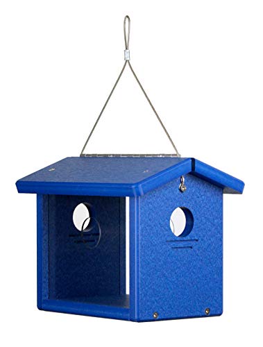 Recycled Bluebird Mealworm Feeder Hang or Mount (Blue, Blue) | Hang or Mount - color: Blue, Blue