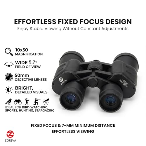 10x50 Magnification Professional High-Power Binoculars for Adults – HD Vision with 50mm Objective Lens, K9 Prism, Durable Design for Bird Watching, Hunting, Stargazing, Sports & Outdoor