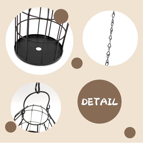2 Pack Bird Nesting Material Holders, Refillable Metal Cage Holder for Wild Bird, Lovebirds & Hummingbird, Birdcage-shaped Hanging Decor for Outdoor Patio Yard Garden (Nesting Material Not Included)